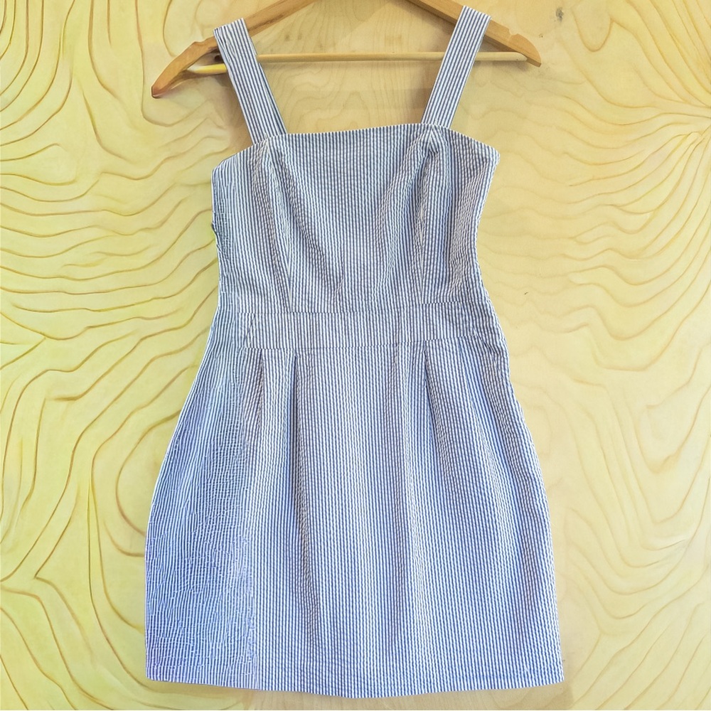 L.L. Bean Blue and White Strapless Dress